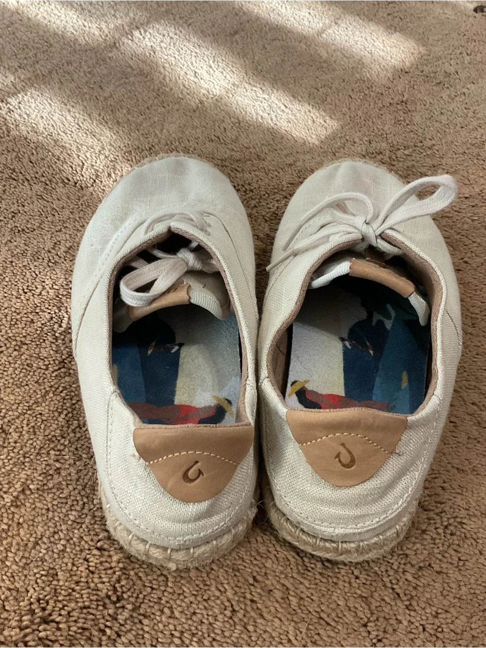 Olukai  Neutral Canvas & Leather Slip-On Sneakers Tan Size 8.5